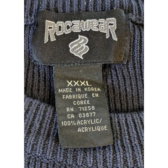Vintage Rocawear Sweater Men's Size 3XL Blue Ribbed Arm Pocket Y2K - Picture 4 of 8